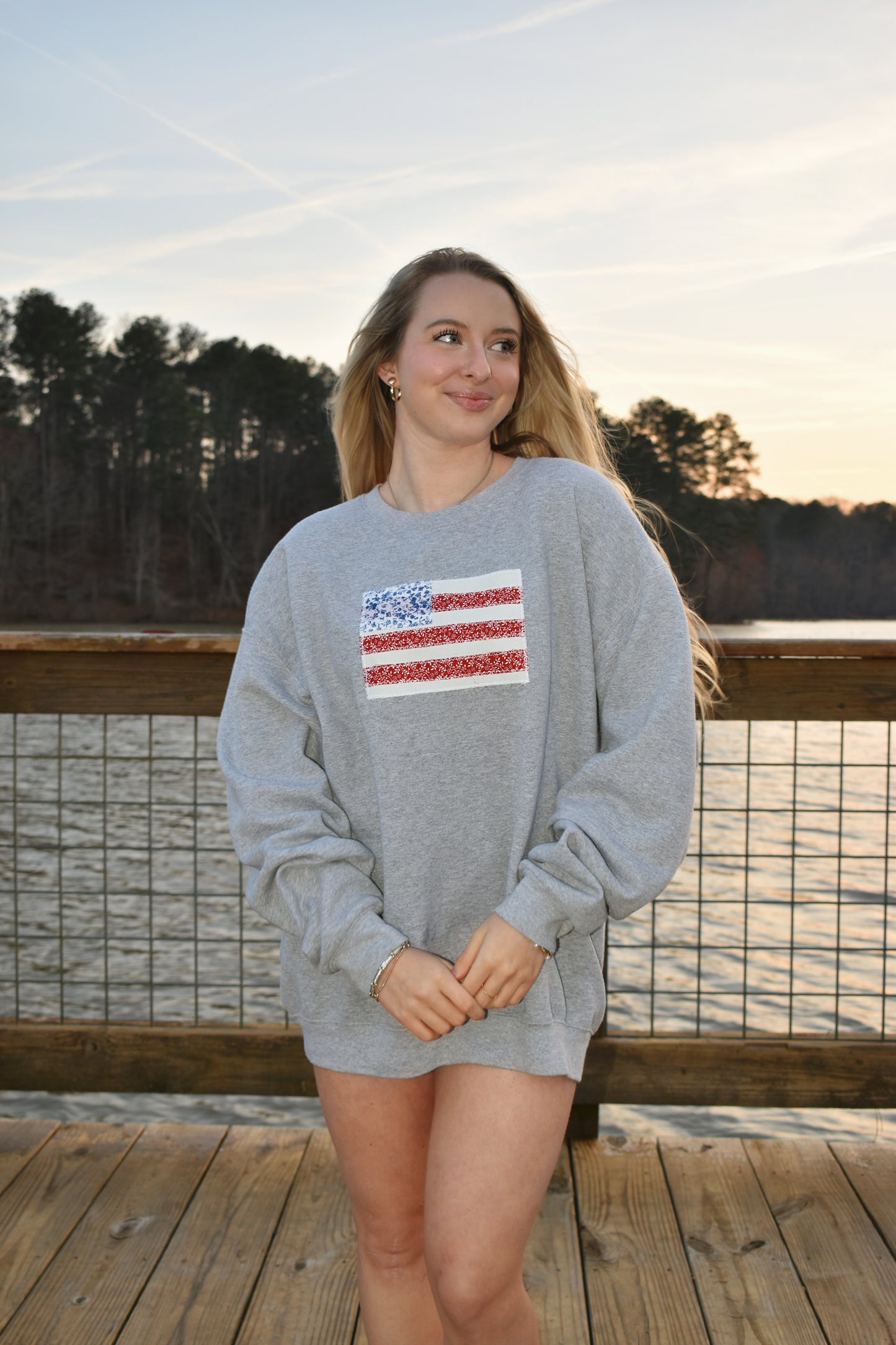 American Flag Patchwork Crewneck
