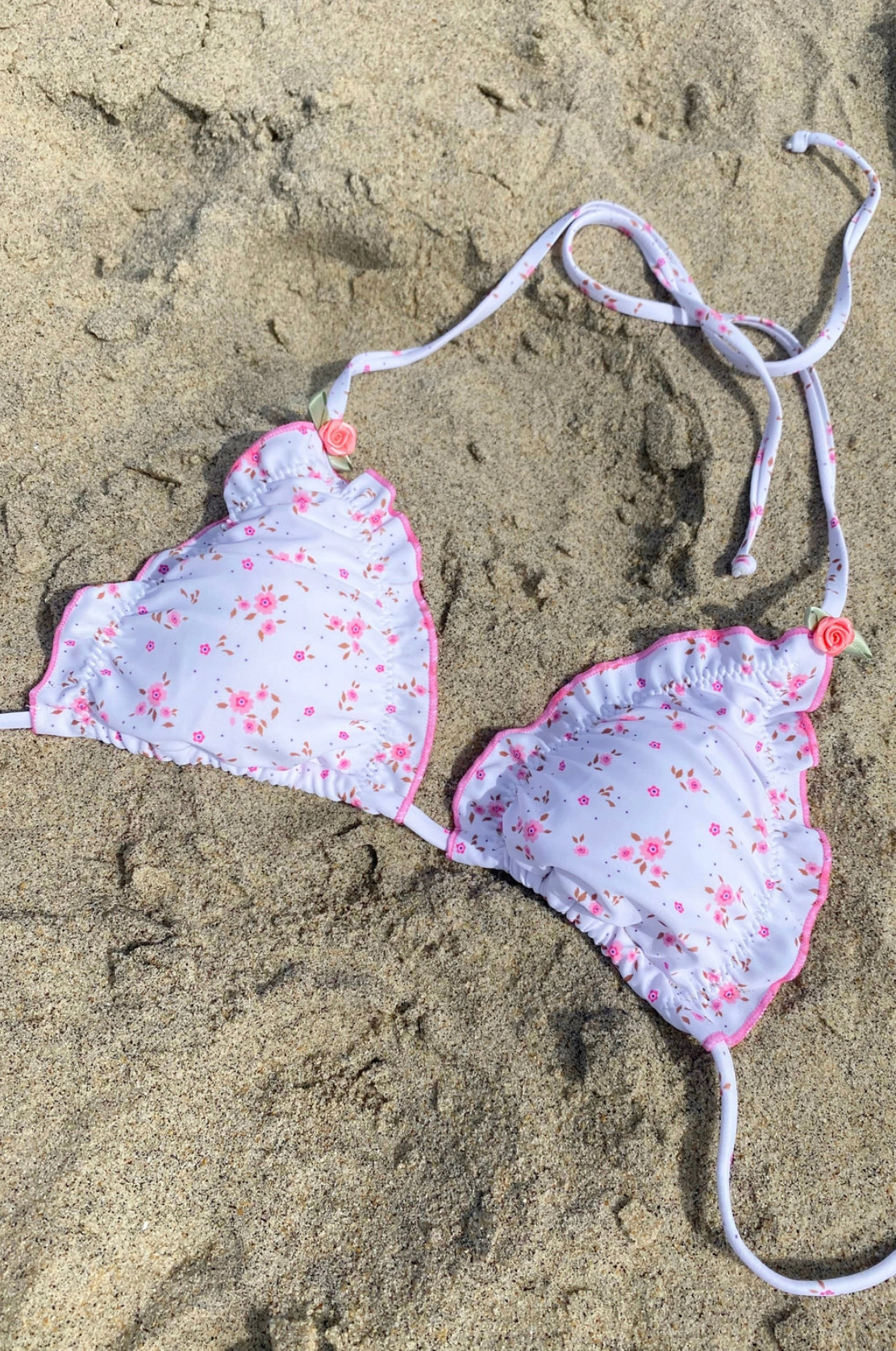 Pink Floral Triangle Bikini