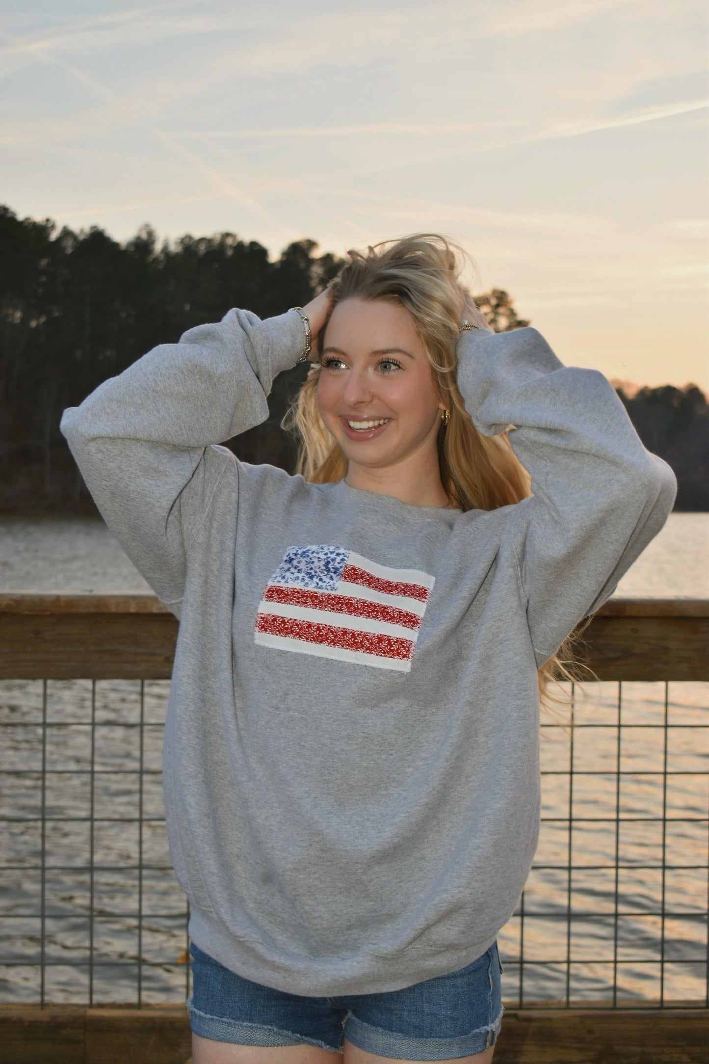 American Flag Patchwork Crewneck
