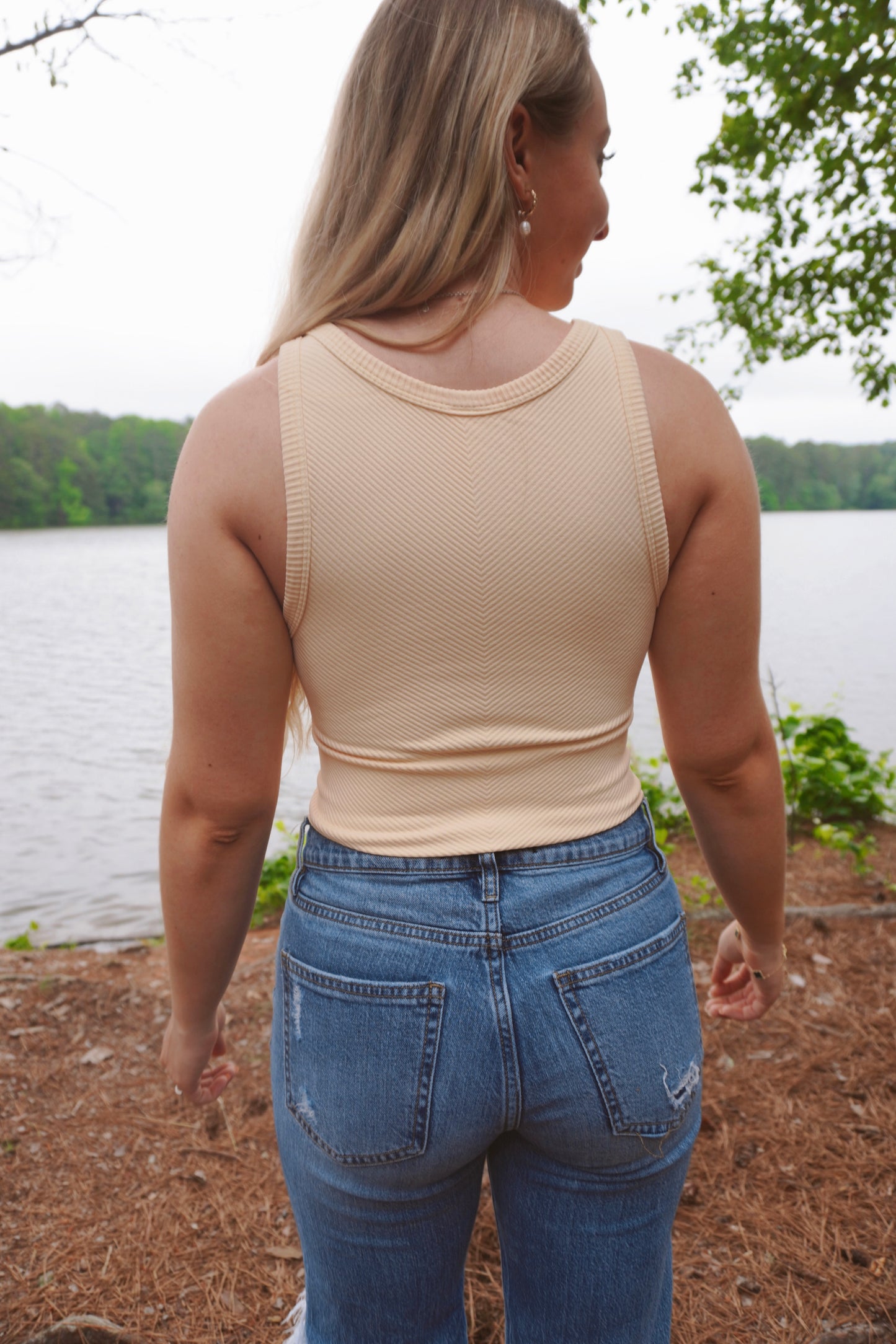 Daisy Halter Ribbed Tank