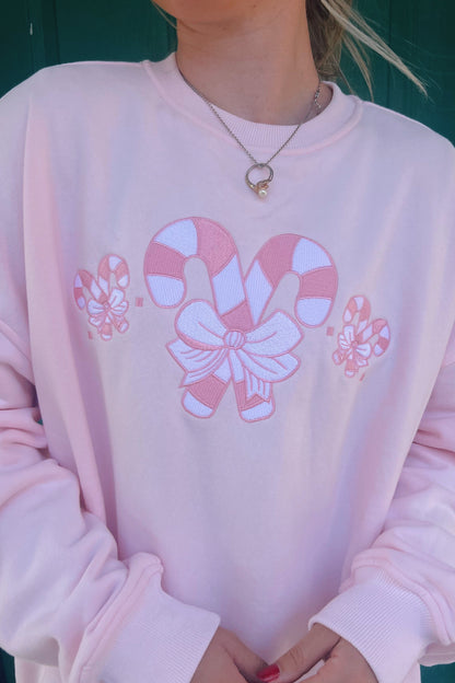 Pink Candy Cane Crewneck